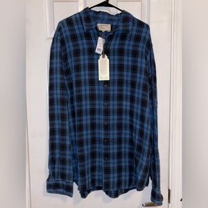 Current/Elliott Blue and Black Checkered Button-Down Shirt